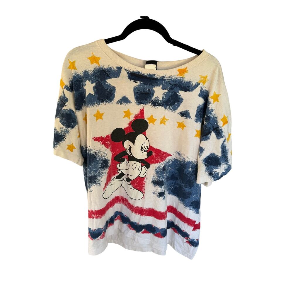 Vintage Mickey Mouse Star AOP Unlimited Disney T-Shirt Size XL 90s Land n Sea